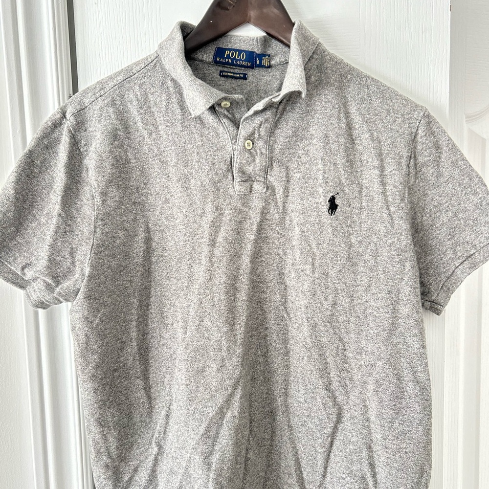 Ralph Lauren Heather Gray Polo Shirt with Black Pony Logo